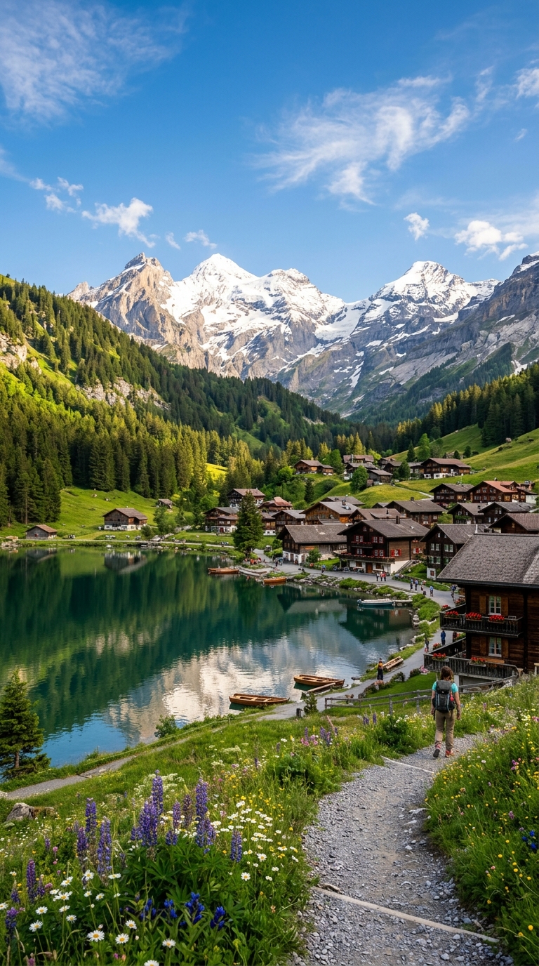Pemandangan Europe Danau Alpen